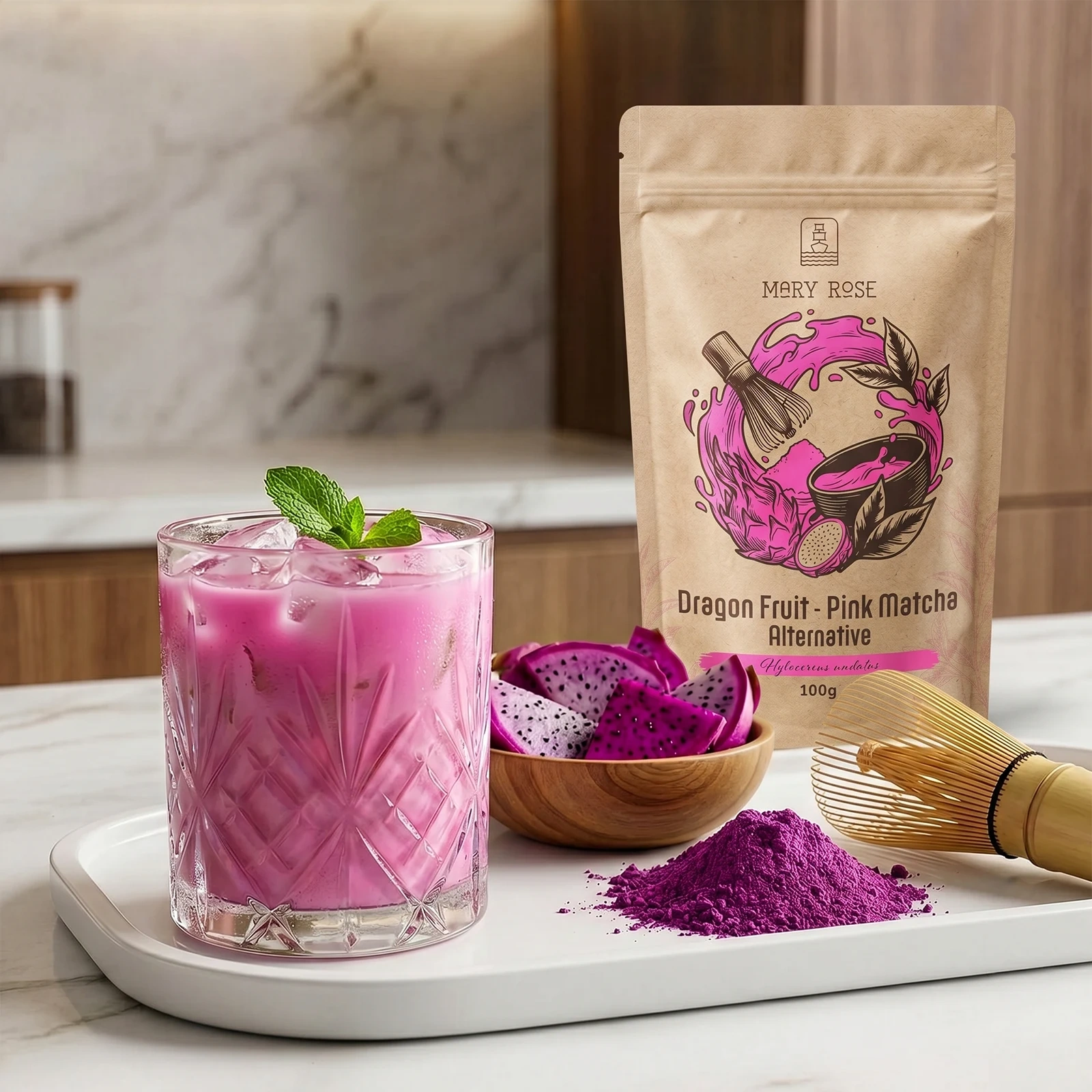Mary Rose Pink Matcha Alternative Dragon Fruit
