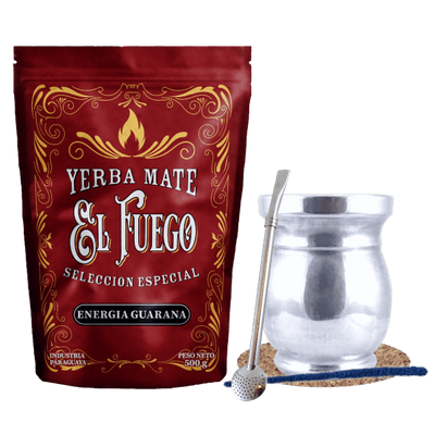 Mate Tee Set: El Fuego Energia Guarana 500g + Palo Santo + Bombilla