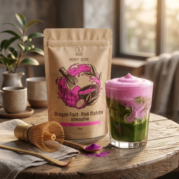 Set für bunten Matcha Latte: Matcha + Pink Matcha + Zubehör