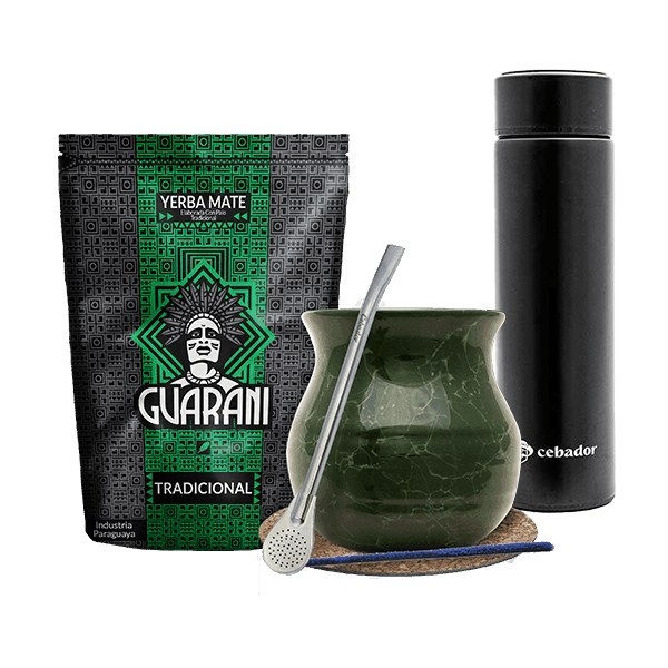 Set Yerba Guarani Elaborada 500g Mate Becher Thermosflasche