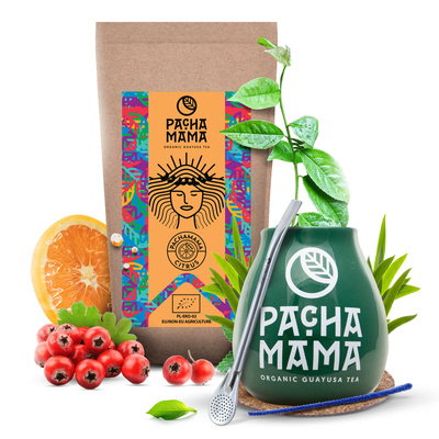 Set Guayusa Pachamama Citrus 100g + Kalebasse + Bombilla