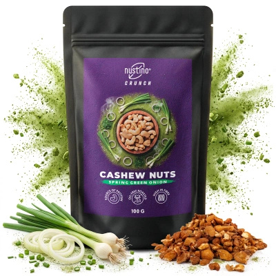 Nustino Crunch – Geröstete Cashewkerne – Spring Green Onion 100 g