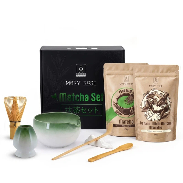 Geschenkset für bunten Matcha Latte: Matcha + White Matcha + Zubehör
