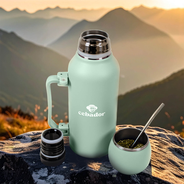YerbaGo – Thermos mit Kalebasse und Bombilla 1,3 L – pistazie