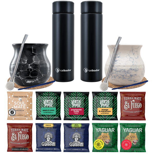 Yerba Mate Thermos Bombilla Set für zwei Personen 500g