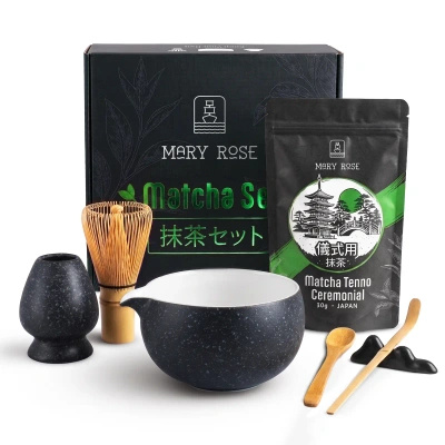 Geschenkset: japanischer zeremonieller Matcha + matchawan + Bambuszubehör