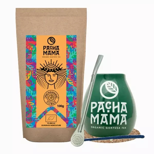 Set Guayusa Pachamama Citrus 100g + Kalebasse + Bombilla