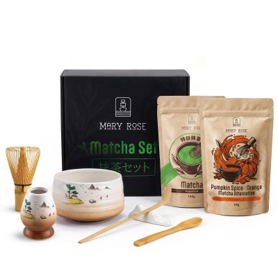 Geschenkset für bunten Matcha Latte: Matcha + Orange Matcha + Zubehör