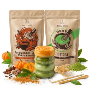 Set für bunten Matcha Latte: Matcha + Orange Matcha + Zubehör