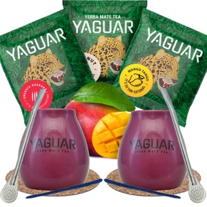 Yerba Mate Kalebasse Yaguar PREMIUM Set für zwei Personen