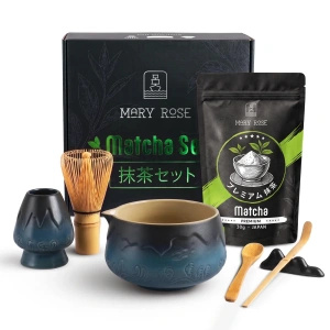 Geschenkset: japanischer Premium-Matcha + matchawan + Bambuszubehör