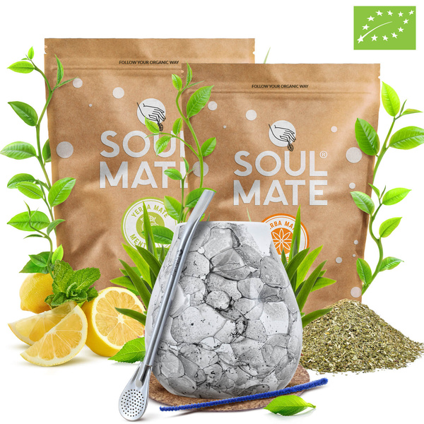 Mate Tee Set Soul Mate Organica 2x500g 1kg Kalebasse + Bombilla