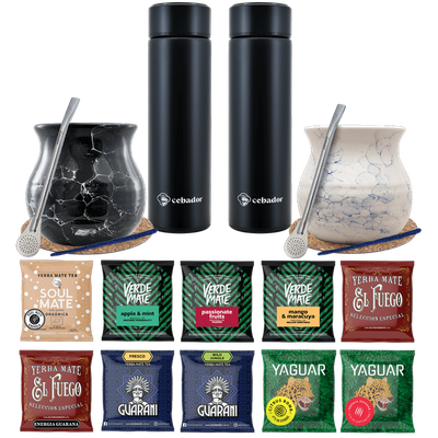 Yerba Mate Thermos Bombilla Set für zwei Personen 500g