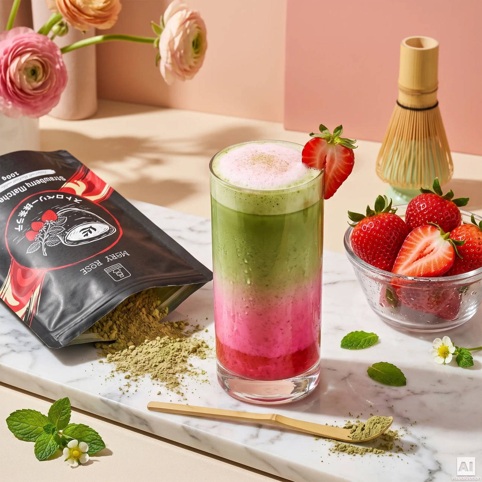 Mary Rose – Strawberry Matcha Latte