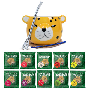 Yerba Mate Set 10x50g Kalebasse Gatito Yaguar