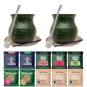 Set für zwei Personen 10x50g Yerba Mate Bombilla Mate Becher