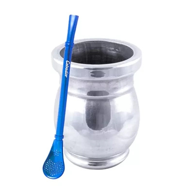 Palo Santo Mate Becher + Bombilla Gringo Blau