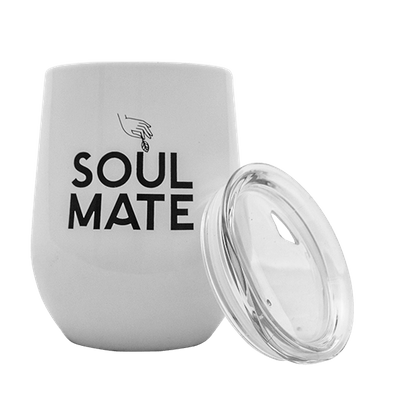 TermoLid – Thermo‑Becher für Mate Tee mit Deckel – Soul Mate (weiß) – 350 ml