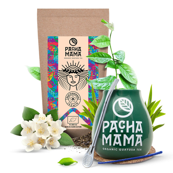 Set Guayusa Pachamama Jazmín 100g + Kalebasse + Bombilla