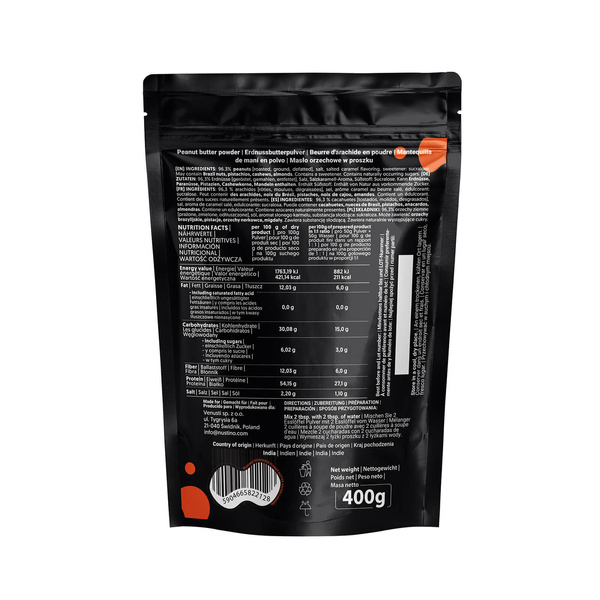 Nustino – Erdnussbutter in Pulverform – Salted Caramel (ohne Zuckerzusatz) 400 g