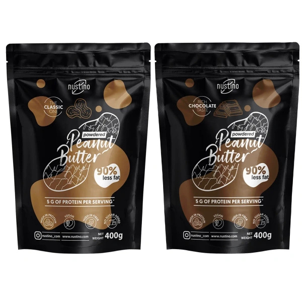 Erdnussbutterpulver-Set Nustino: Classic + Chocolate 2x400g