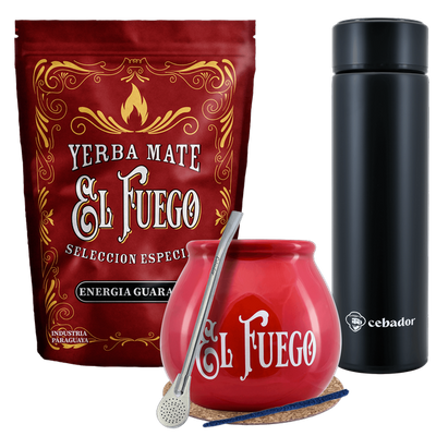 Set Yerba Mate El Fuego MOC 500g Kalebasse Thermoskanne