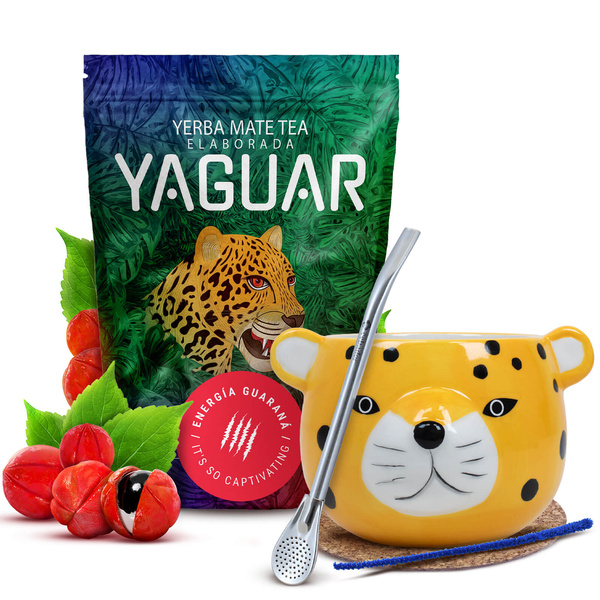 Set Yerba Mate Yaguar Energy Kalebasse Gatito 500g