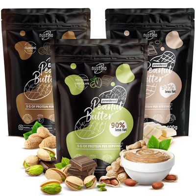 Nustino Erdnussbutterpulver-Set: verschiedene Geschmacksrichtungen 3x400g