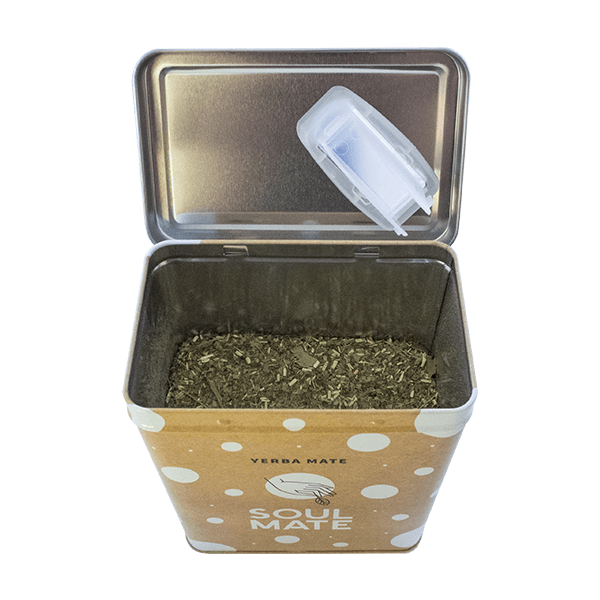 Yerbera – Metalldose + Soul Mate Orgánica Despalada 0,5 kg