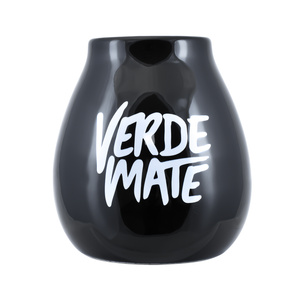 Mate-Kalebasse aus Keramik mit Verde-Mate-Logo (schwarz) 350 ml