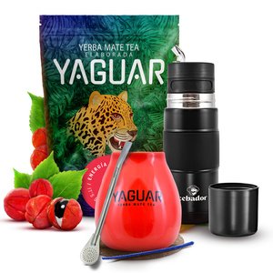 Mate Tee Set Yaguar Energia 500g 0,5kg Yerbomos + Kalebasse + Bombilla