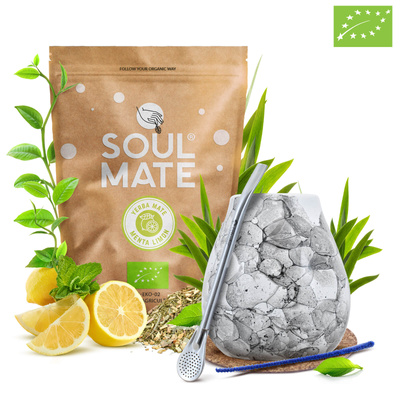 Mate Tee Set Soul Mate Organica Menta Limon 500g 0,5kg Kalebasse + Bombilla