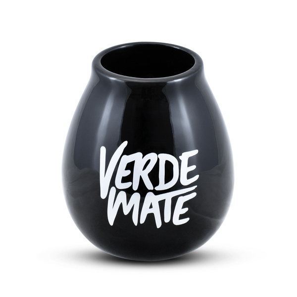Mate-Kalebasse aus Keramik mit Verde-Mate-Logo (schwarz) 350 ml