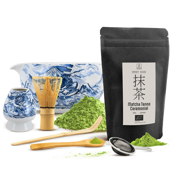 Zeremonielles Set zur Zubereitung von Matcha-Tee: japanischer Bio-Matcha 30g + Zubehör