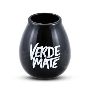 Mate-Kalebasse aus Keramik mit Verde-Mate-Logo (schwarz) 350 ml