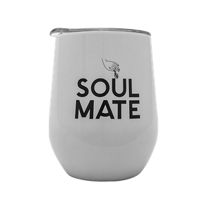 TermoLid – Thermo‑Becher für Mate Tee mit Deckel – Soul Mate (weiß) – 350 ml