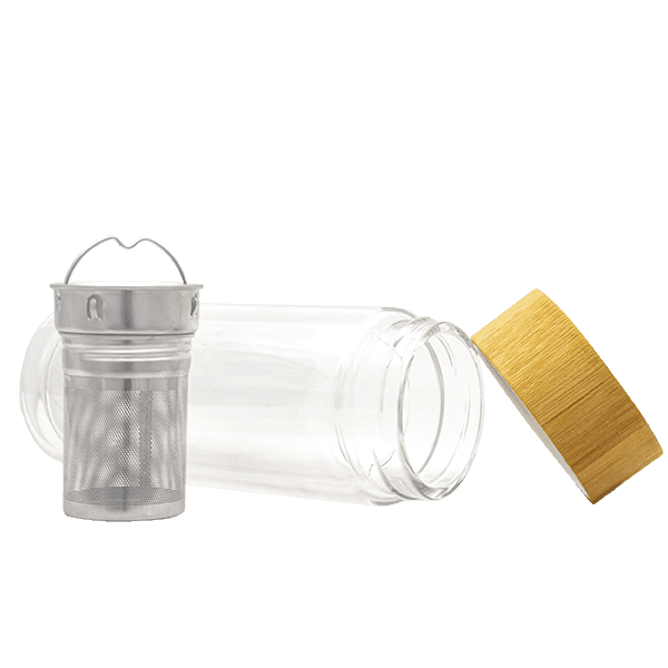 Mate to Go – Thermosflasche aus Glas mit Teeei – 300 ml