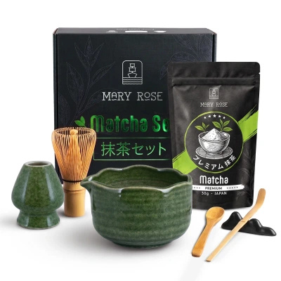 Geschenkset: japanischer Premium-Matcha + matchawan + Bambuszubehör