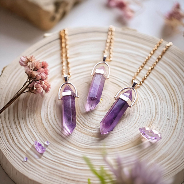 Amethyst - Anhänger im Beutel + Kette