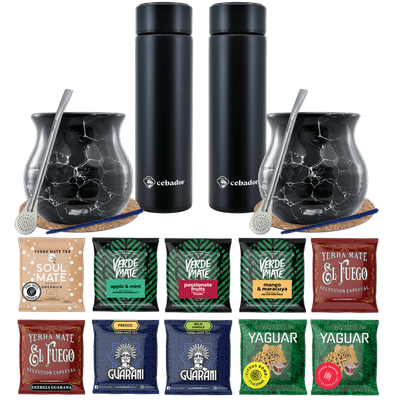 Yerba Mate Thermos Bombilla Set für zwei Personen 500g