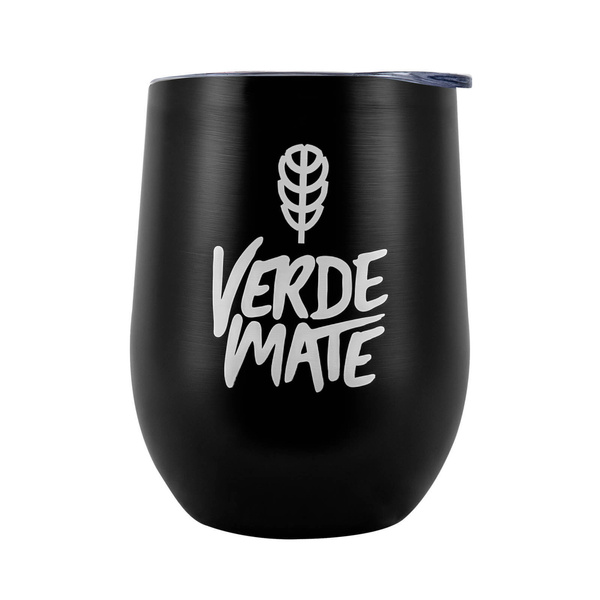 TermoLid – Thermo‑Becher für Mate Tee mit Deckel – Verde Mate (schwarz) – 350 ml