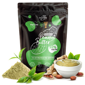 Erdnussbutterpulver-Set Nustino: Raspberry + Salted Caramel + Matcha 3x400g