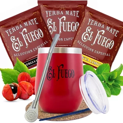Mate Tee El Fuego Set: Proben 3x50g + TermoLid + Bombilla