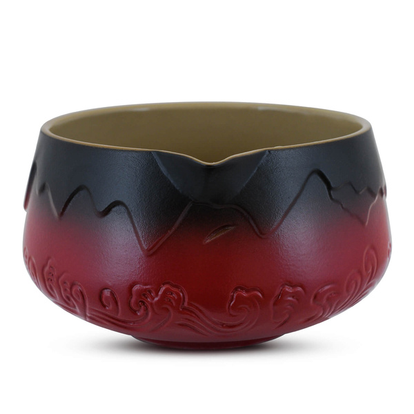 Matchawan – Keramisches Schälchen für Matcha mit Ausguss – Mountain (rot)