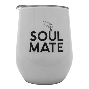 TermoLid – Thermo‑Becher für Mate Tee mit Deckel – Soul Mate (weiß) – 350 ml