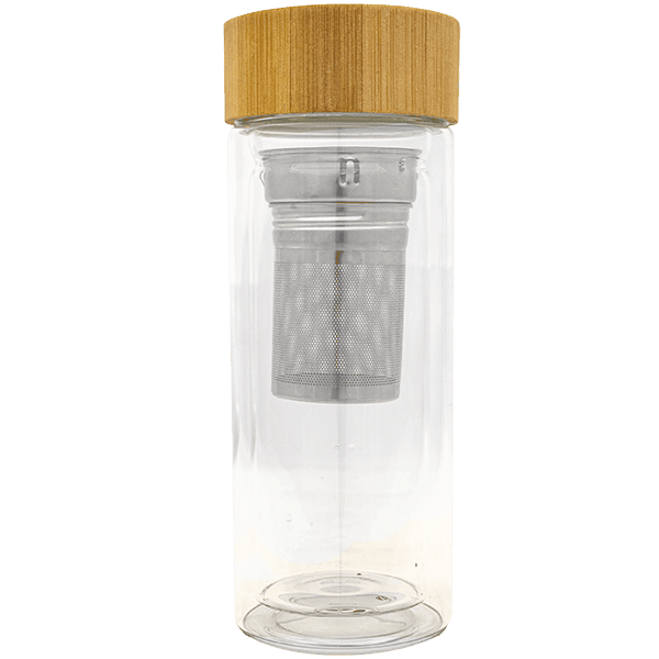 Mate to Go – Thermosflasche aus Glas mit Teeei – 300 ml