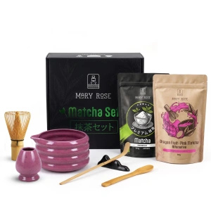 Geschenkset für bunten Matcha Latte: Matcha + Pink Matcha + Zubehör