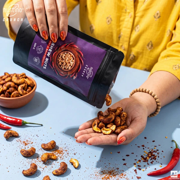 Nustino Crunch – Geröstete Cashewkerne – Hot & Bold Chilli 200 g