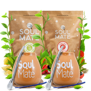 Mate Tee Set für Zwei: Soul Mate 2x500g + 2x Kalebasse + 2x Bombilla