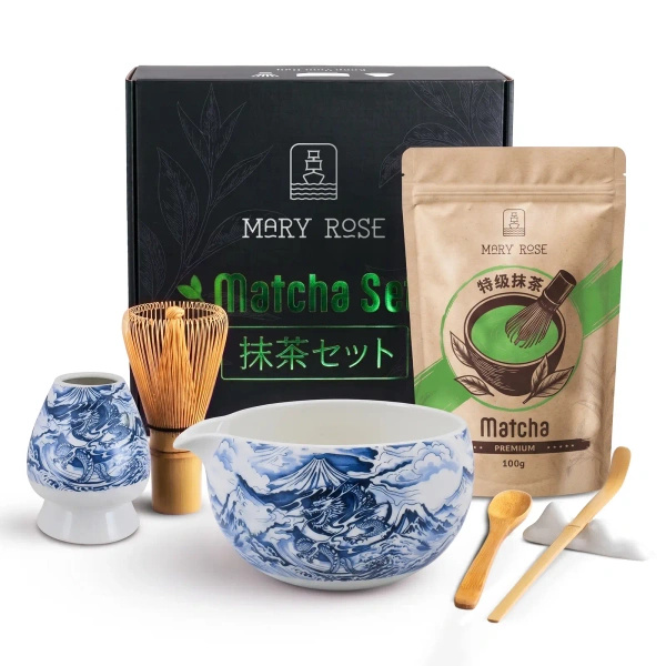 Geschenkset: Premium-Matcha + Matchawan + Bambuszubehör